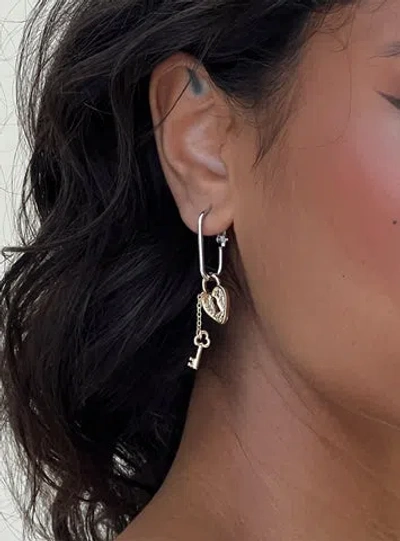 Princess Polly Lower Impact Lock & Key Earrings Gold