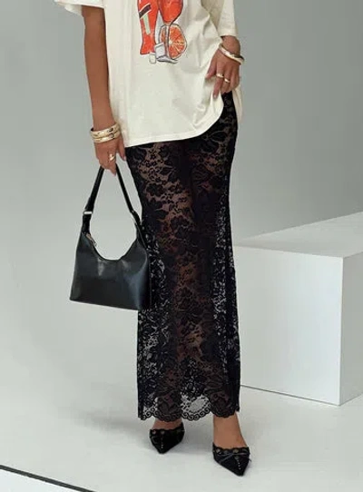 Princess Polly Lower Impact Lombardio Lace Maxi Skirt In Black