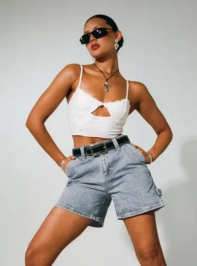 Princess Polly Lower Impact Lou Carpenter Denim Shorts In Light Wash