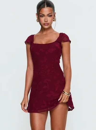 Princess Polly Lower Impact Lucienna Mini Dress In Burgundy