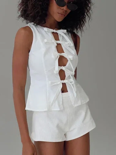 Princess Polly Lower Impact Luminary Tie Up Top In White