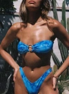Princess Polly Lower Impact Macs Bandeau Bikini Top In Dark Blue Floral