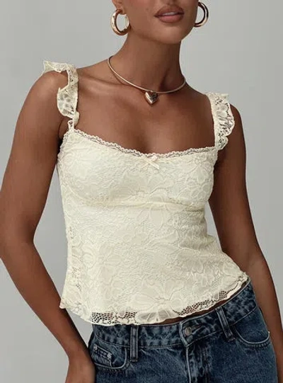 Princess Polly Lower Impact Madaleine Lace Top In Cream