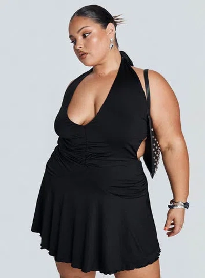Princess Polly Lower Impact Maeva Halter Mini Dress In Black