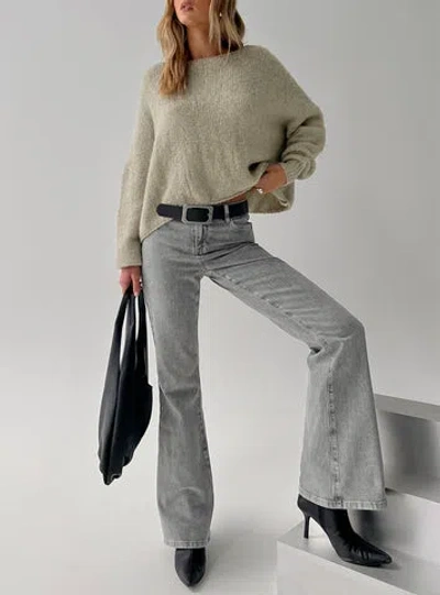 Princess Polly Lower Impact Magic Mirror Mid Rise Bootleg Jeans In Gray