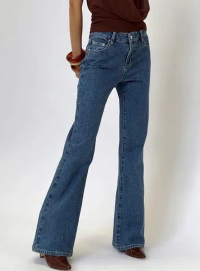 Princess Polly Lower Impact Magic Mirror Mid Rise Bootleg Jeans Mid Blue Wash