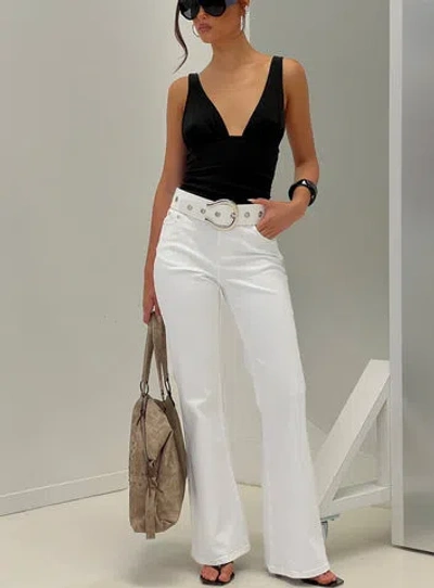 Princess Polly Lower Impact Magic Mirror Mid Rise Bootleg Jeans In White