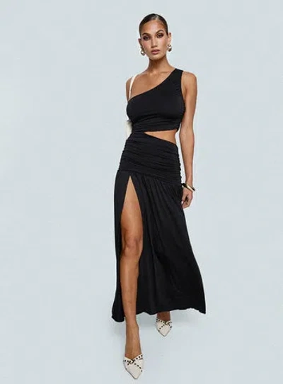 Princess Polly Lower Impact Magnetize Ruched Maxi Dress In Black