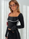 Princess Polly Lower Impact Maidenwell Contrast Long Sleeve Top In Black