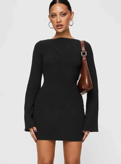 Princess Polly Lower Impact Malcalm Long Sleeve Mini Dress In Black