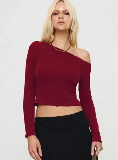 Princess Polly Lower Impact Malian Long Sleeve Top In Burgundy