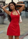 Princess Polly Lower Impact Mallorie Halter Mini Dress In Red