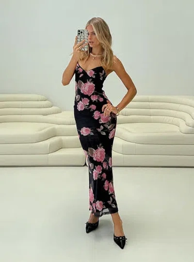 Princess Polly Lower Impact Manolis Maxi Dress In Black / Floral