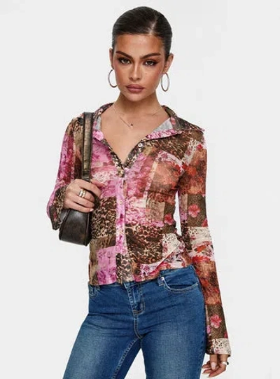 Princess Polly Lower Impact Maribou Long Sleeve Top In Multi