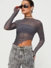 Princess Polly Lower Impact Marier Long Sleeve Top In Slate