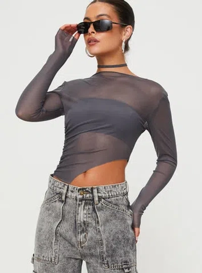 Princess Polly Lower Impact Marier Long Sleeve Top In Slate