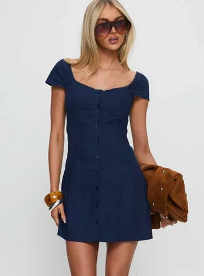 Princess Polly Lower Impact Marisella Button Down Mini Dress In Blue