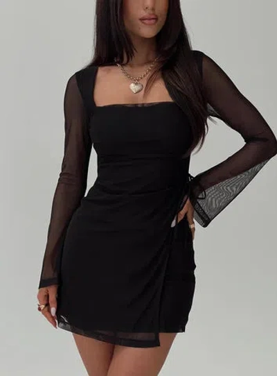 Princess Polly Lower Impact Martinez Long Sleeve Mini Dress In Black