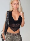 PRINCESS POLLY LOWER IMPACT MARYAM LACE TOP