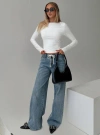 Princess Polly Lower Impact Mellowed Out Slouchy Jeans Mid In Blue