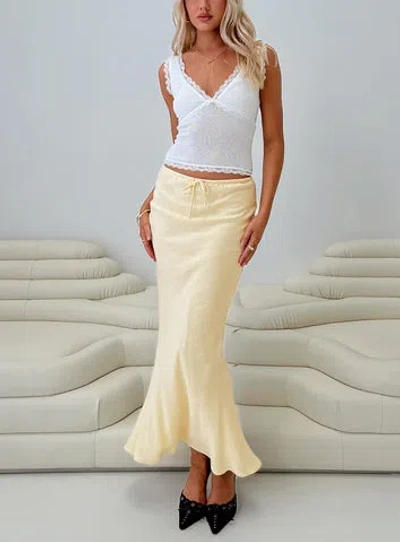 Princess Polly Lower Impact Mercer Linen Blend Maxi Skirt Lemon In Neutral