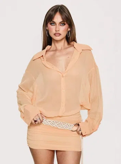 Princess Polly Lower Impact Moonrising Long Sleeve Sheer Blouson Mini Dress