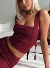 Princess Polly Lower Impact Mooring Square Neck Top In Maroon