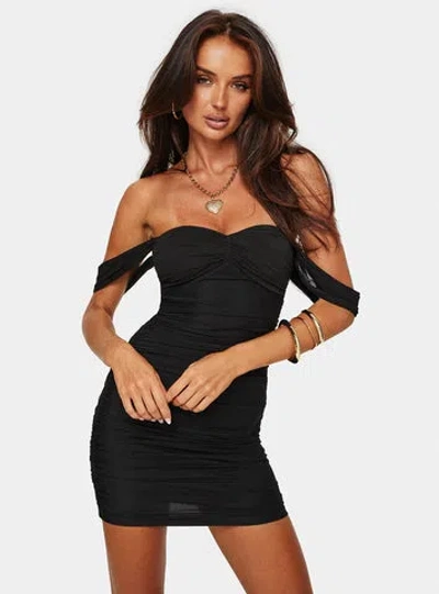 Princess Polly Lower Impact Mylee Off The Shoulder Mini Dress In Black