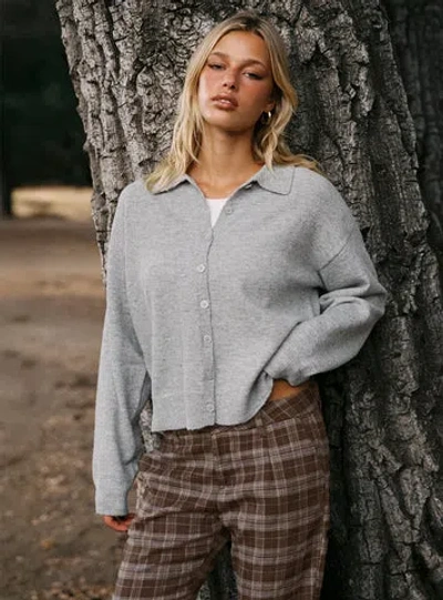 Princess Polly Lower Impact Nadyna Collared Cardigan In Gray