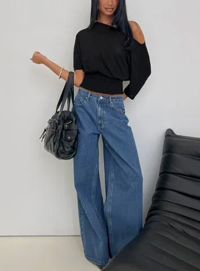 Princess Polly Lower Impact Naylor Mid Rise Wide Leg Jeans In Blue