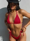 Princess Polly Lower Impact Nevaeh Triangle Ribbed Bikini Top In Red
