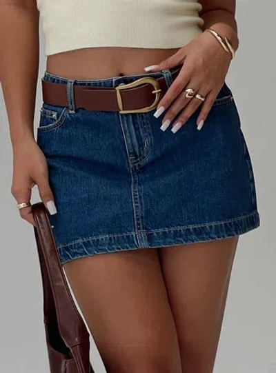 Princess Polly Lower Impact Nickei Denim Mini Skirt In Mid Wash