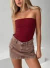 Princess Polly Lower Impact Niner Strapless Bodysuit In Burgundy