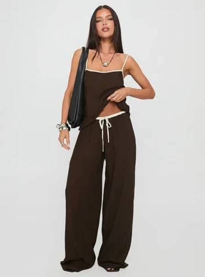 Princess Polly Lower Impact Nolei Contrast Pant Set In Brown