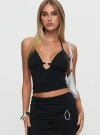 Princess Polly Lower Impact Norwalk Plunge Neck Top In Black