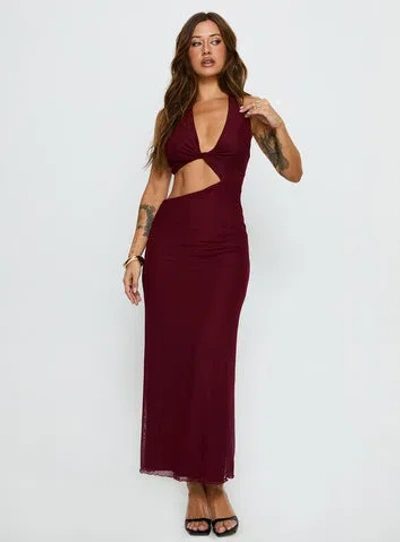 Princess Polly Lower Impact Novalee Keyhole Maxi Dress In Burgundy