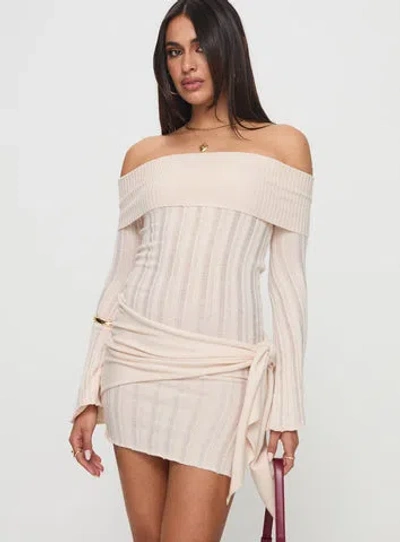 Princess Polly Lower Impact Oalie Off The Shoulder Mini Dress In Cream