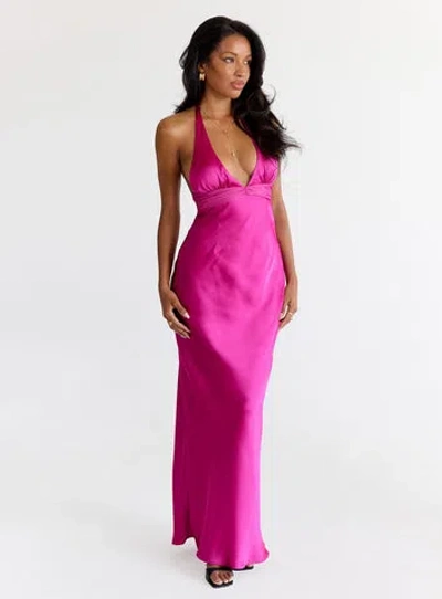 Princess Polly Lower Impact Odyssa Halter Maxi Dress In Magenta