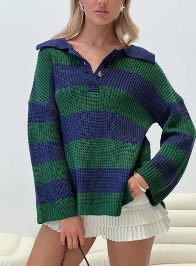 Princess Polly Lower Impact Olivah Jumper In Blue / Green