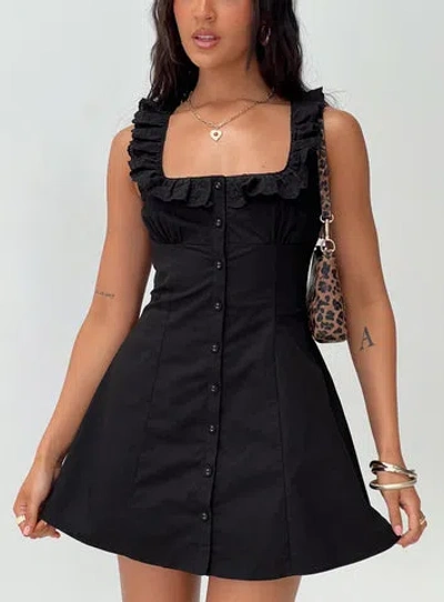 Princess Polly Lower Impact Oliveah Frill Mini Dress In Black