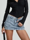 Princess Polly Lower Impact Pacific Coast Denim Cargo Skirt In Light Wash