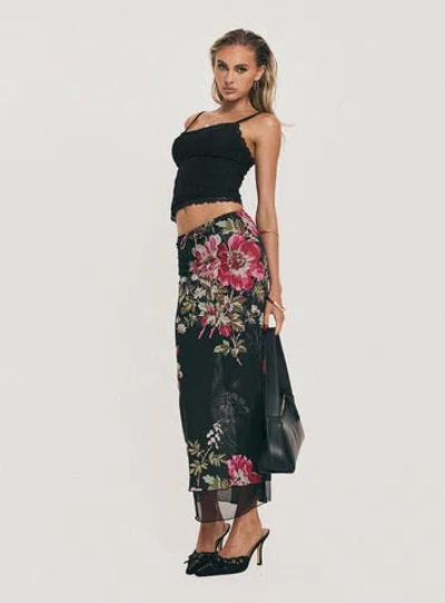 Princess Polly Lower Impact Paganio Maxi Skirt In Black Floral