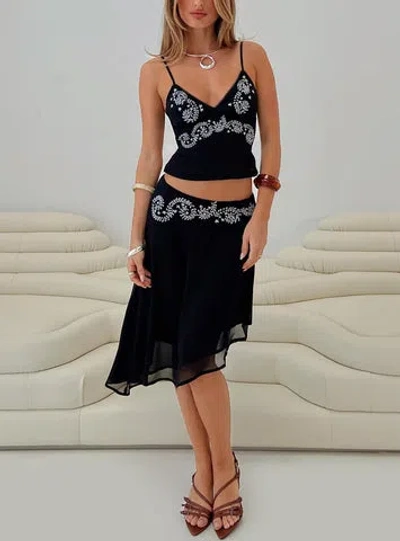 Princess Polly Lower Impact Pappilion Asymmetrical Midi Skirt In Black