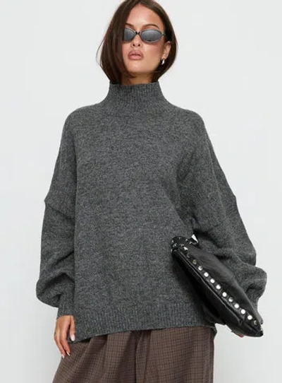 Princess Polly Lower Impact Patrizia Funnel Neck Knit Sweater In Gray