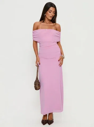 Princess Polly Lower Impact Penelopa Off Shoulder Maxi Dress In Pink
