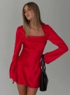 Princess Polly Lower Impact Phillipa Long Sleeve Mini Dress In Red