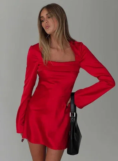 Princess Polly Lower Impact Phillipa Long Sleeve Mini Dress In Red