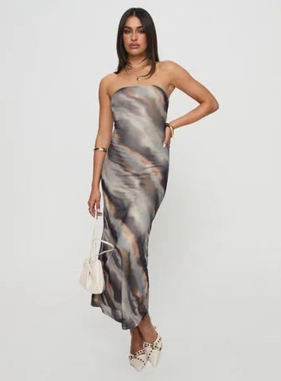 Princess Polly Lower Impact Pinacle Strapless Maxi Dress In Gray
