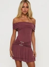 Princess Polly Lower Impact Primadonna Off The Shoulder Mini Dress In Mauve