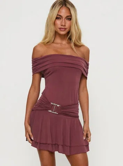 Princess Polly Lower Impact Primadonna Off The Shoulder Mini Dress In Mauve